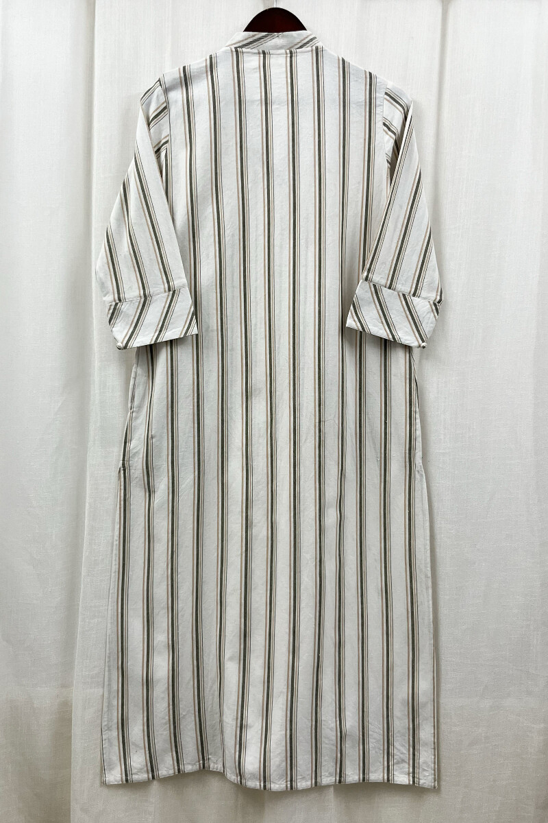 White Handcrafted Straight Handloom Cotton Kurta