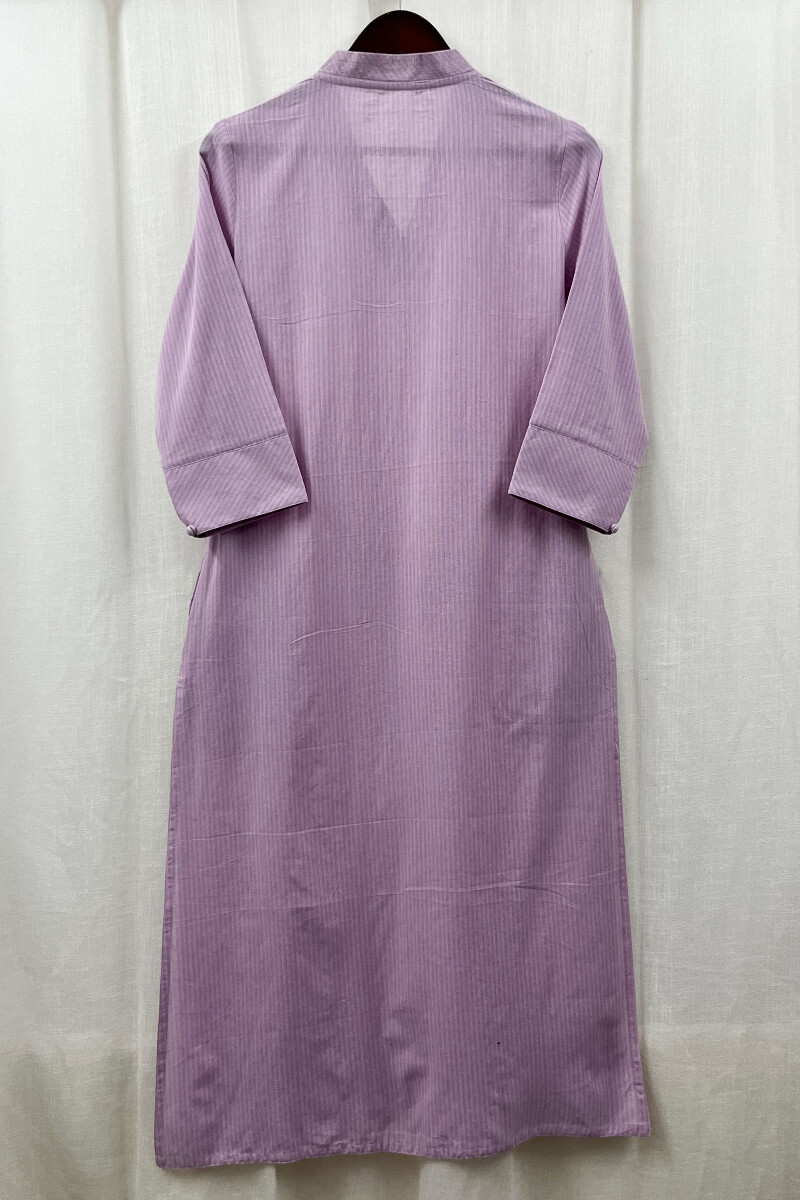 Light Purple Handcrafted Straight Handloom Cotton Kurta