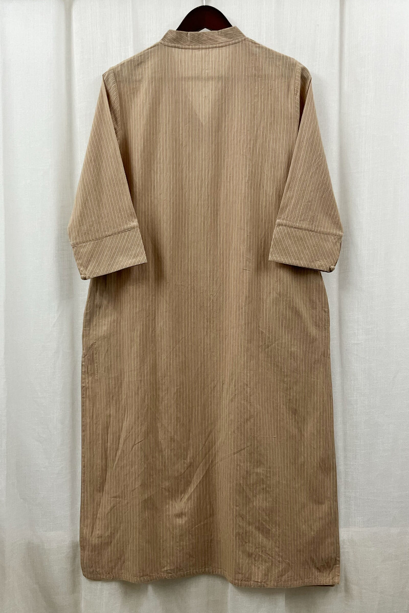 Beige Handcrafted Straight Handloom Cotton Kurta