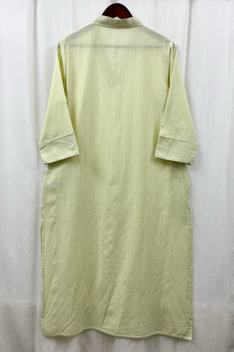 Light Yellow Handcrafted Straight Handloom Cotton Kurta