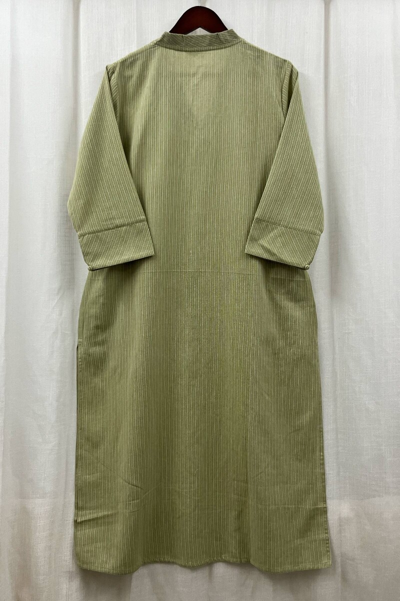 Mint Green Handcrafted Straight Handloom Cotton Kurta