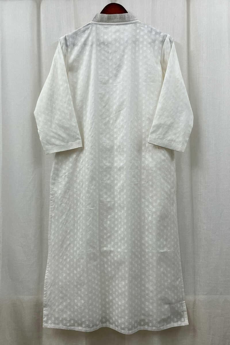 White Handcrafted Straight Chanderi Kurta