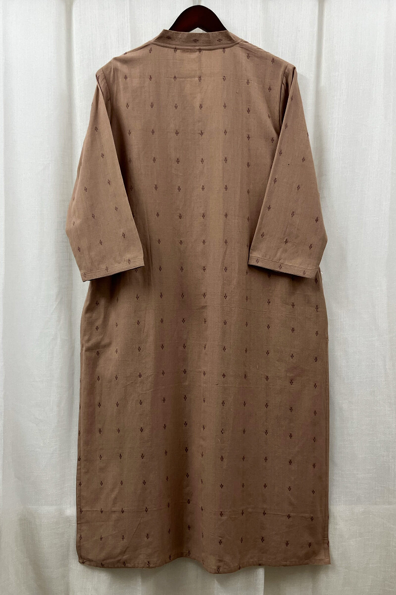 Brown Handcrafted Straight Handloom Cotton Kurta