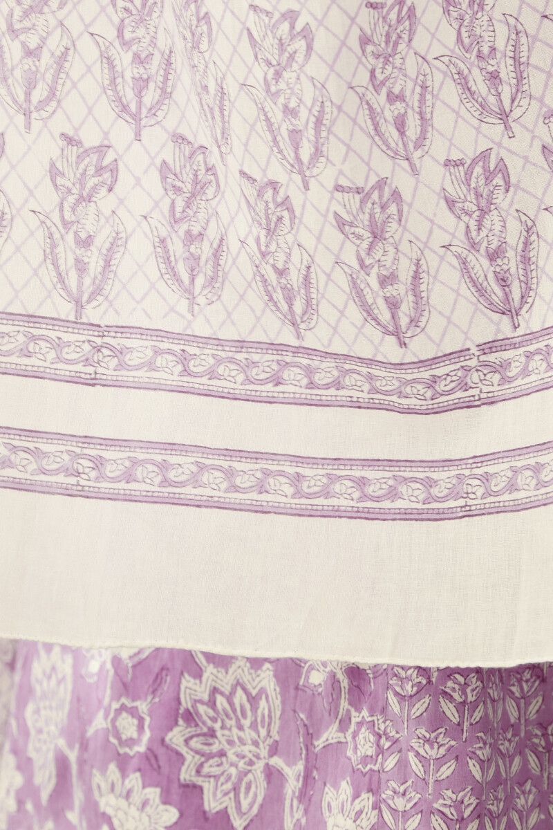 White Hand Block-Printed Cotton Mul Dupatta
