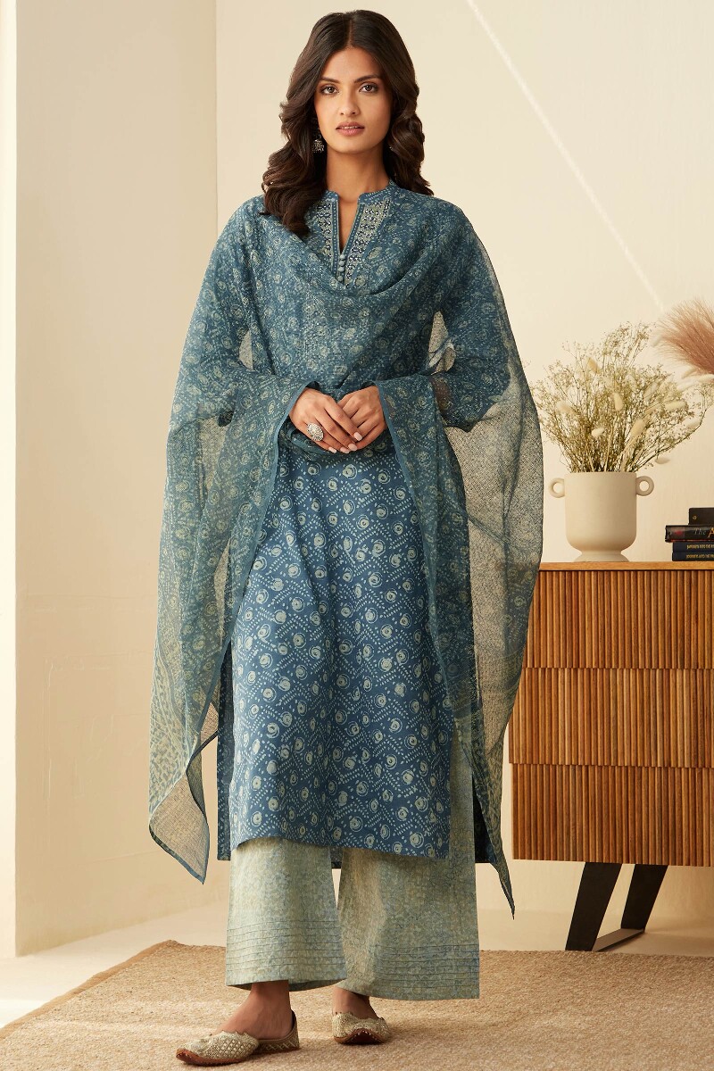 Akola Hand Block-Printed Straight Cotton Kurta