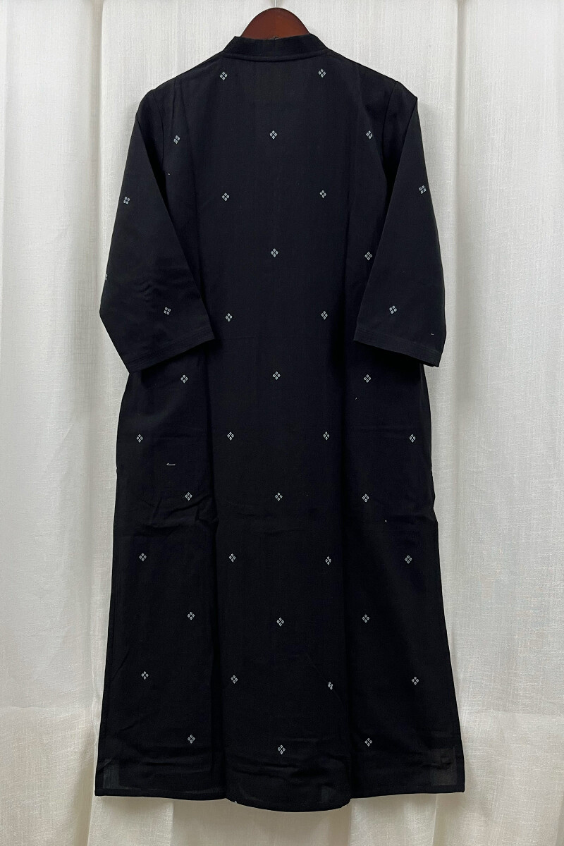 Black Handcrafted Straight Handloom Cotton Kurta