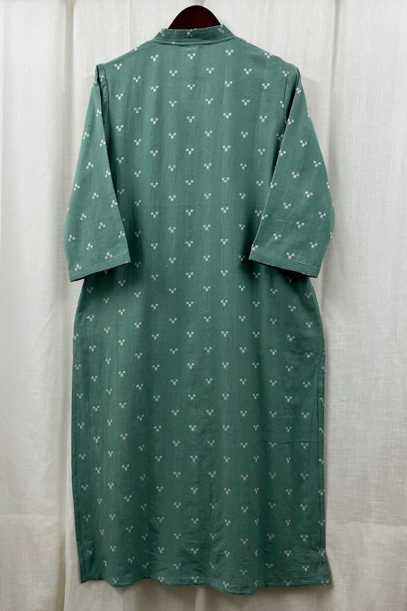 Mint Green Handcrafted Straight Handloom Cotton Kurta