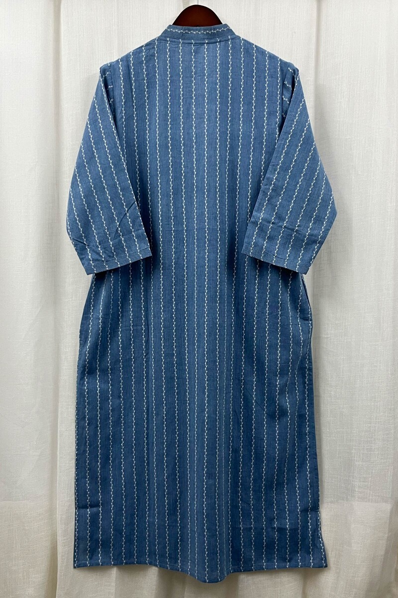 Blue Handcrafted Straight Handloom Cotton Kurta