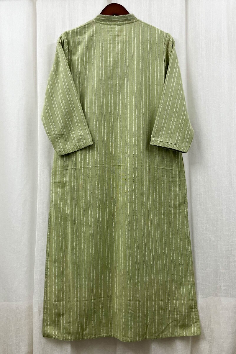 Mint Green Handcrafted Straight Handloom Cotton Kurta