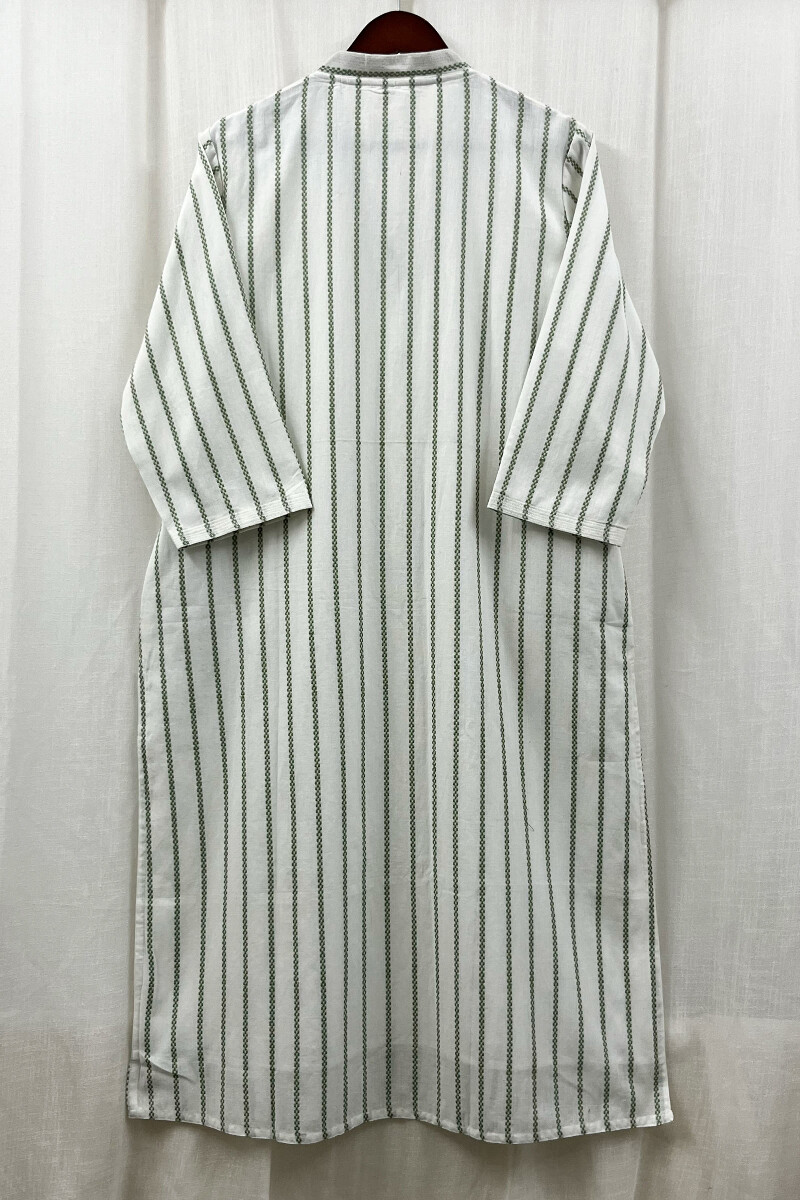 White Handcrafted Straight Handloom Cotton Kurta