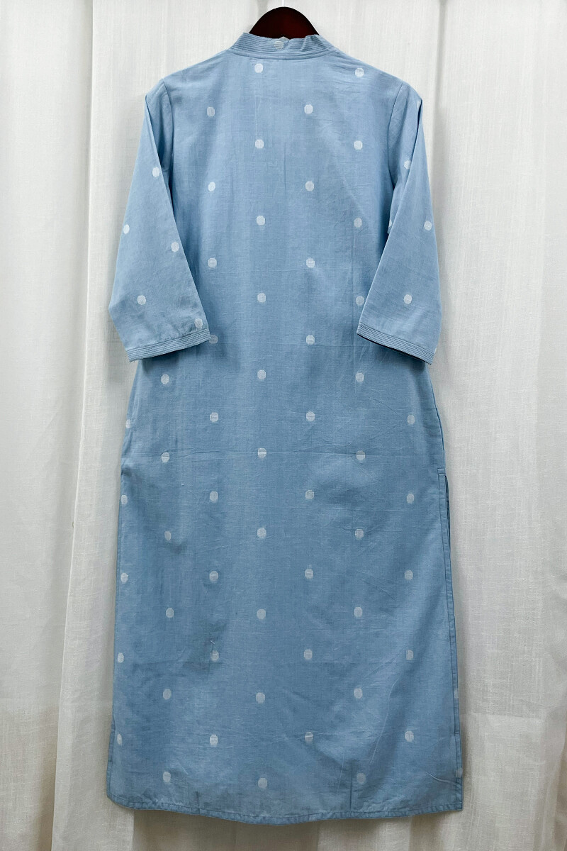 Blue Handcrafted Straight Handloom Cotton Kurta