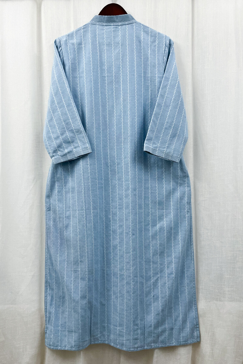 Blue Handcrafted Straight Handloom Cotton Kurta
