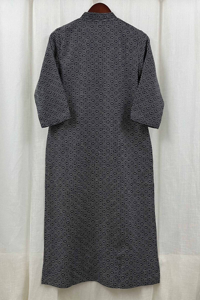 Black Handcrafted Straight Handloom Cotton Kurta