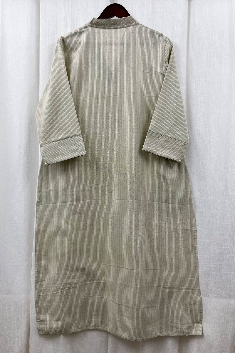 Beige Handcrafted Straight Handloom Cotton Kurta