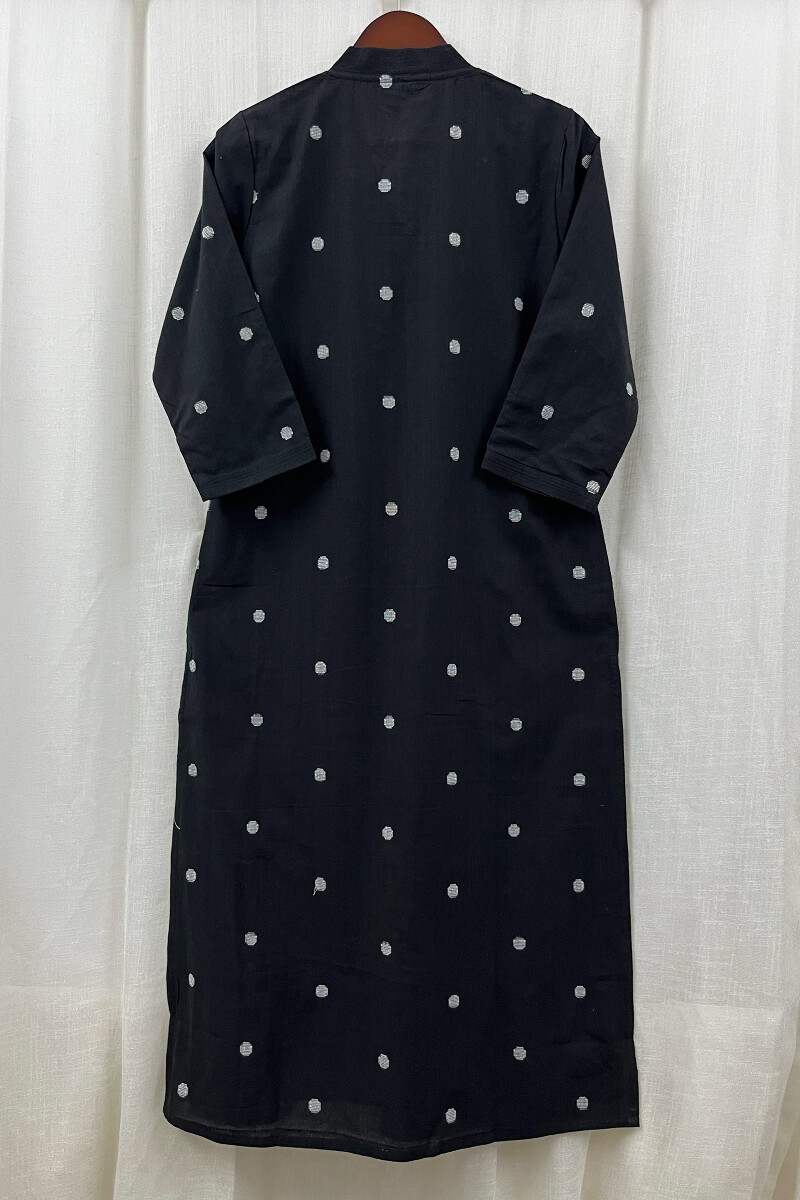 Black Handcrafted Straight Handloom Cotton Kurta