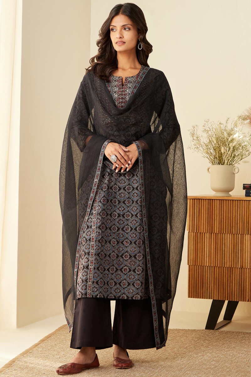 Ajrak Hand Block-Printed Straight Cotton Kurta