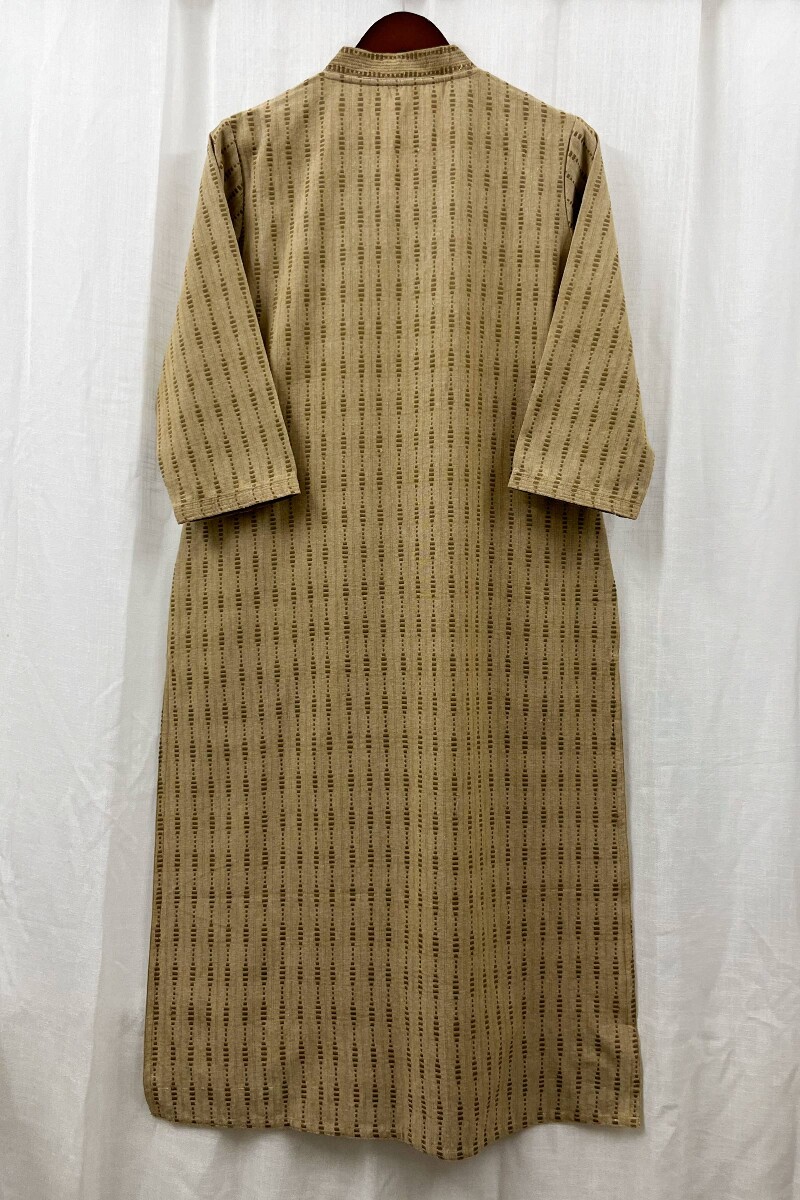 Flax Yellow Handcrafted Straight Handloom Cotton Kurta