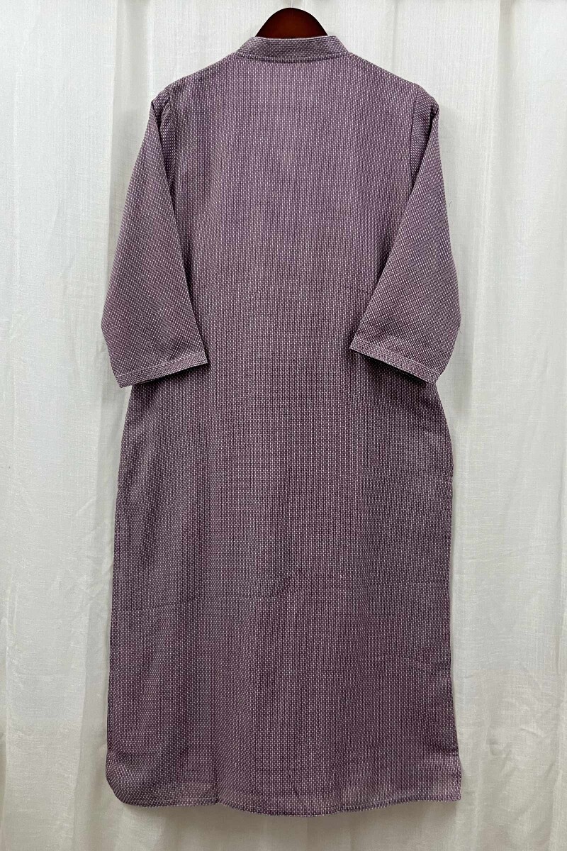 Purple Handcrafted Straight Handloom Cotton Kurta