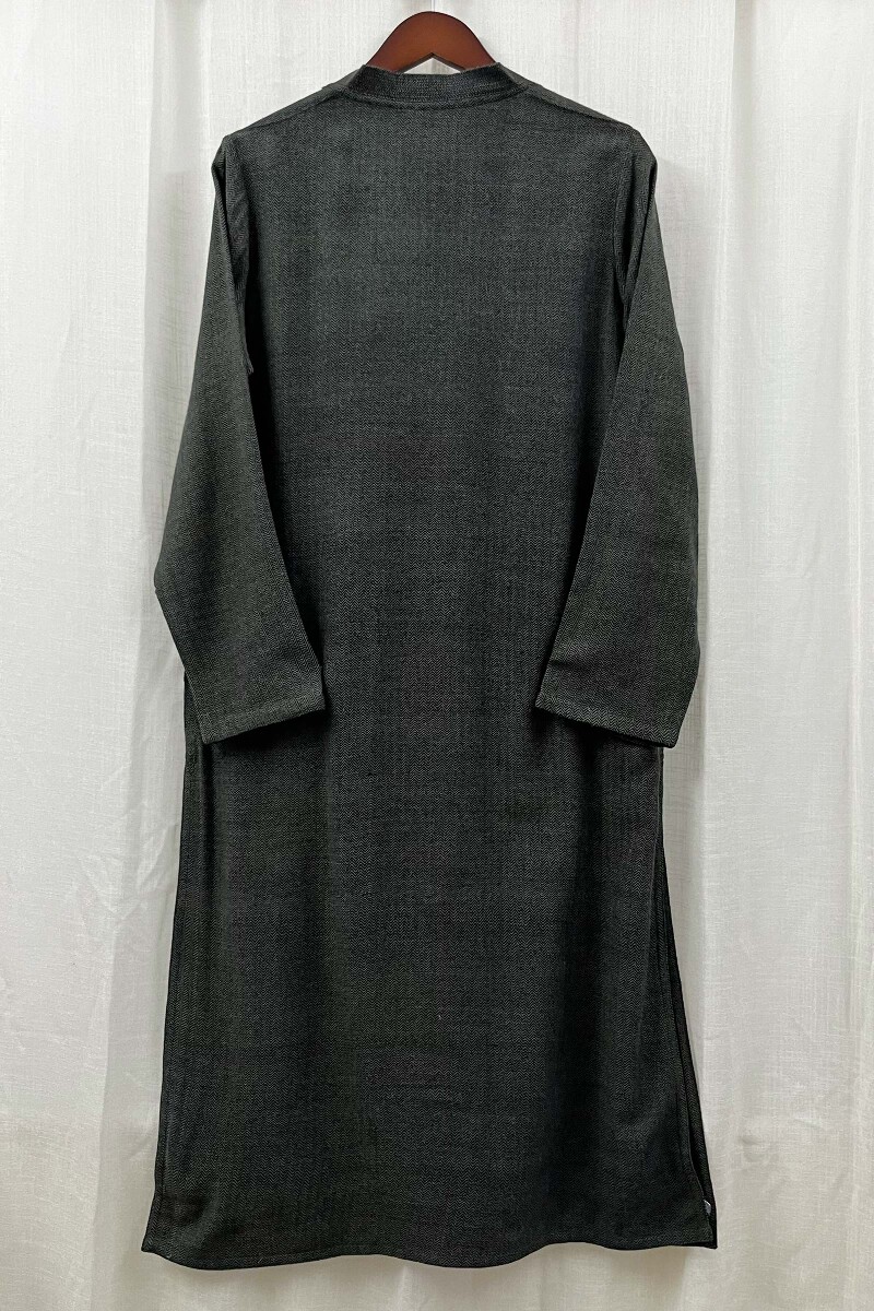 Black Handcrafted Straight Faux Wool Kurta