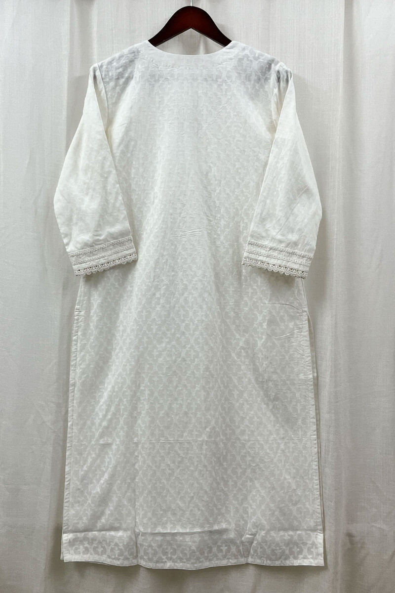 White Handcrafted Straight Chanderi Kurta