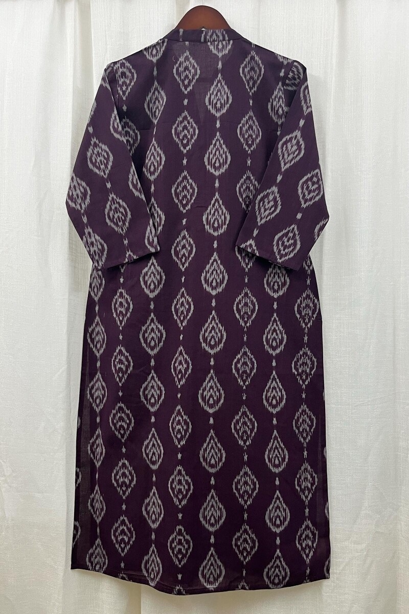 Dark Purple Handcrafted Straight Handloom Cotton Kurta