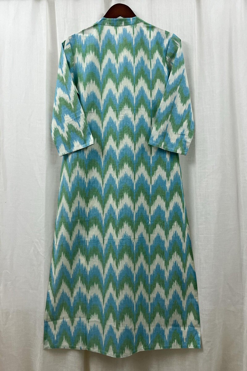 Sky Blue Handcrafted Straight Handloom Cotton Kurta