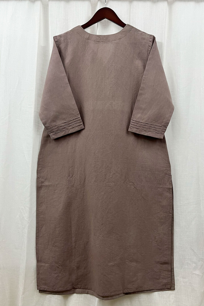Light Brown Handcrafted Straight Cotton Linen Kurta