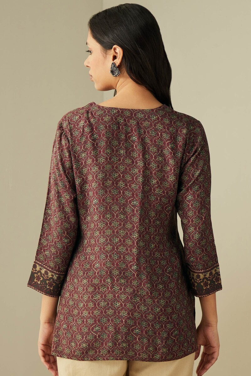 Maroon Printed Viscose Top