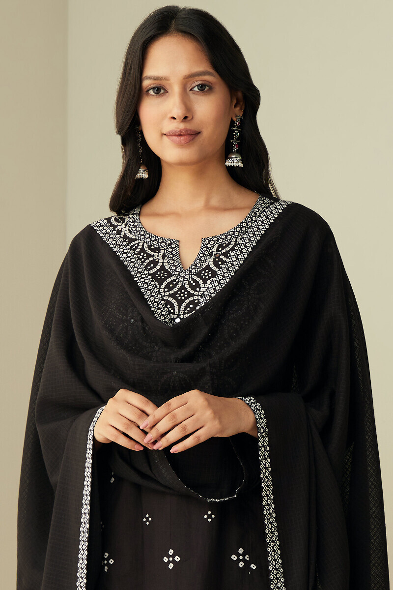 Black Handcrafted Kota Dupatta