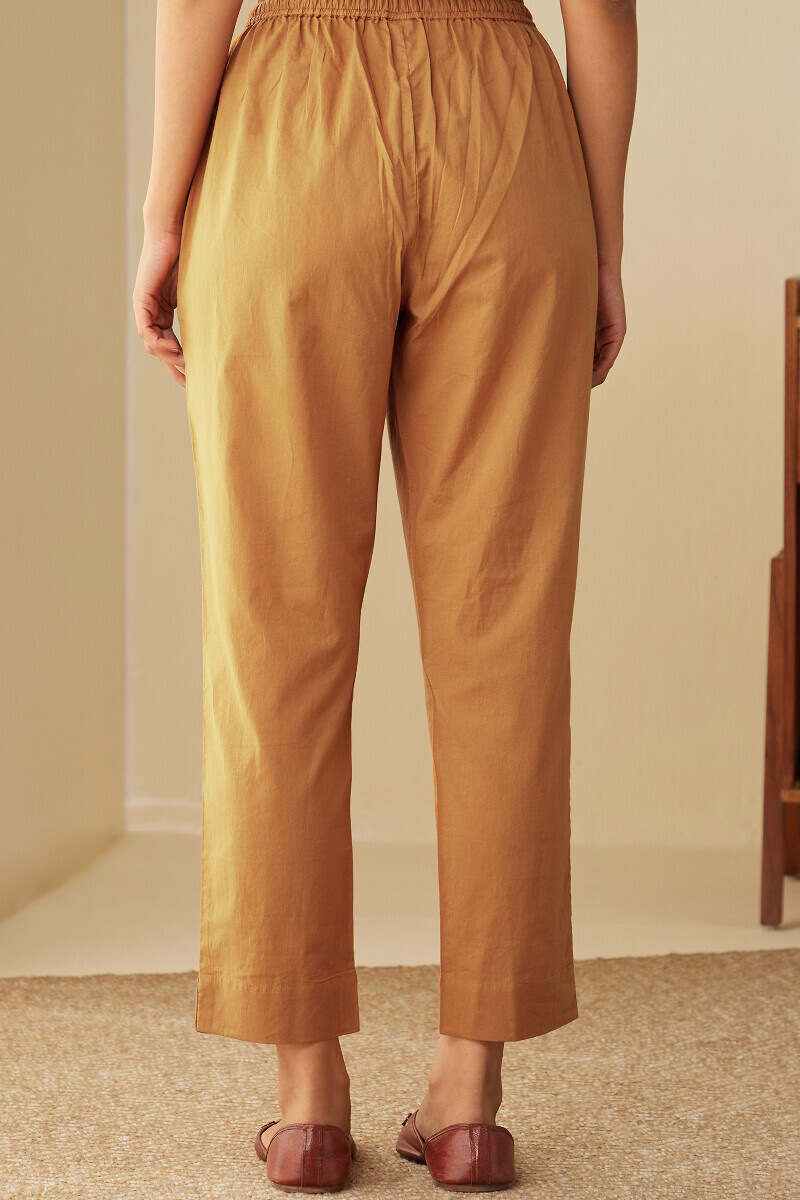 Mustard Handcrafted Cotton Narrow Pants