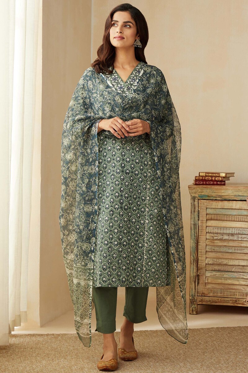 Bagru Hand Block-Printed Straight Cotton Kurta