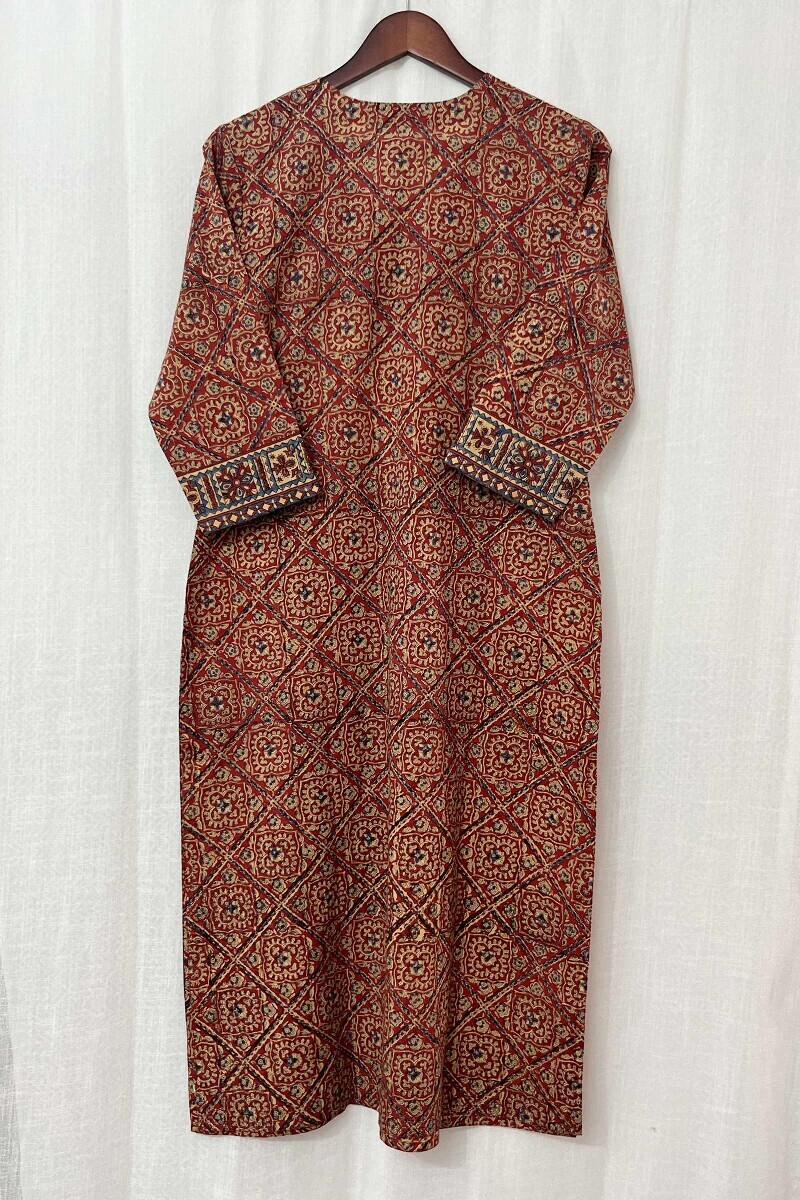 Bagru Hand Block-Printed Straight Cotton Kurta