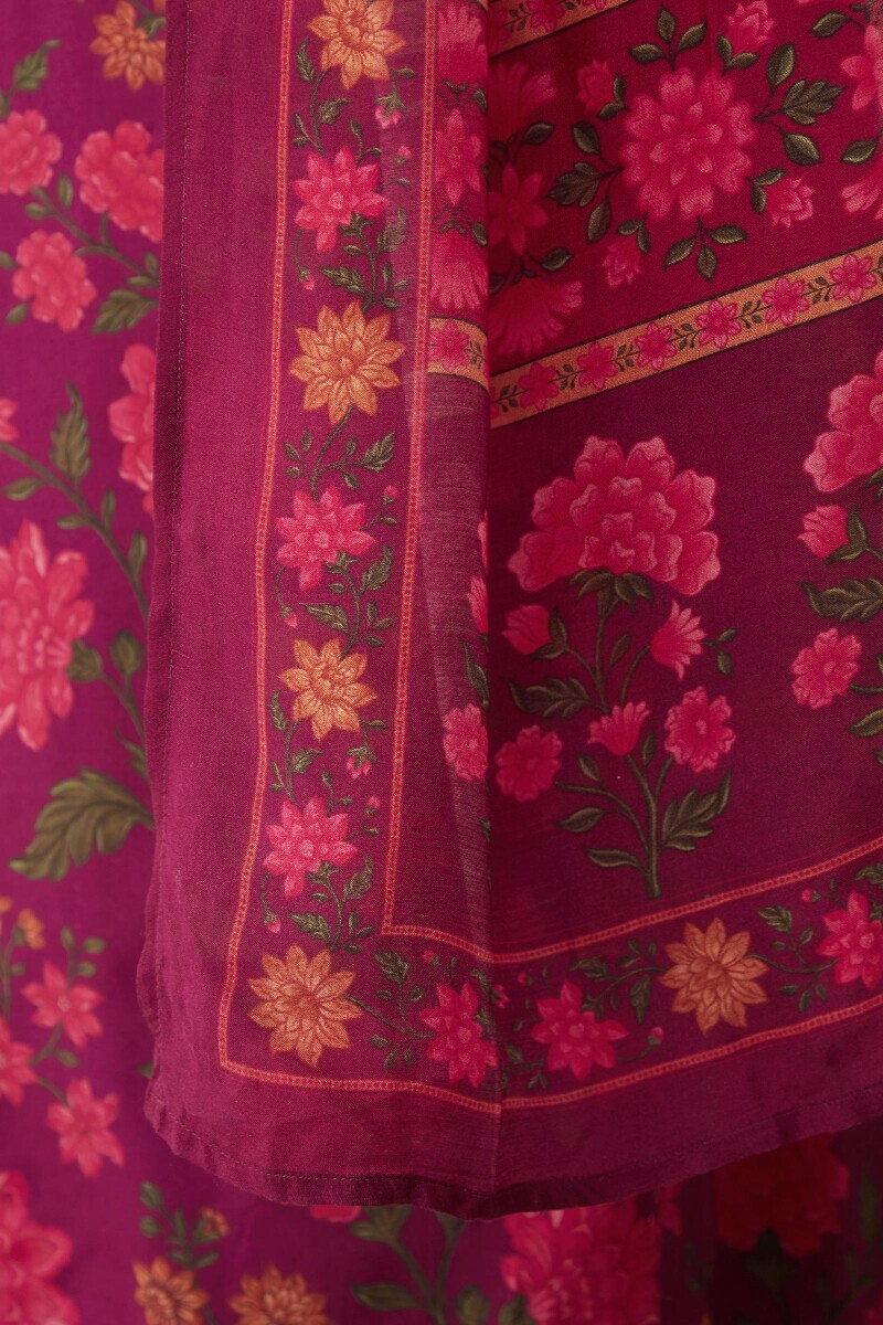 Pink Printed Viscose Dupatta