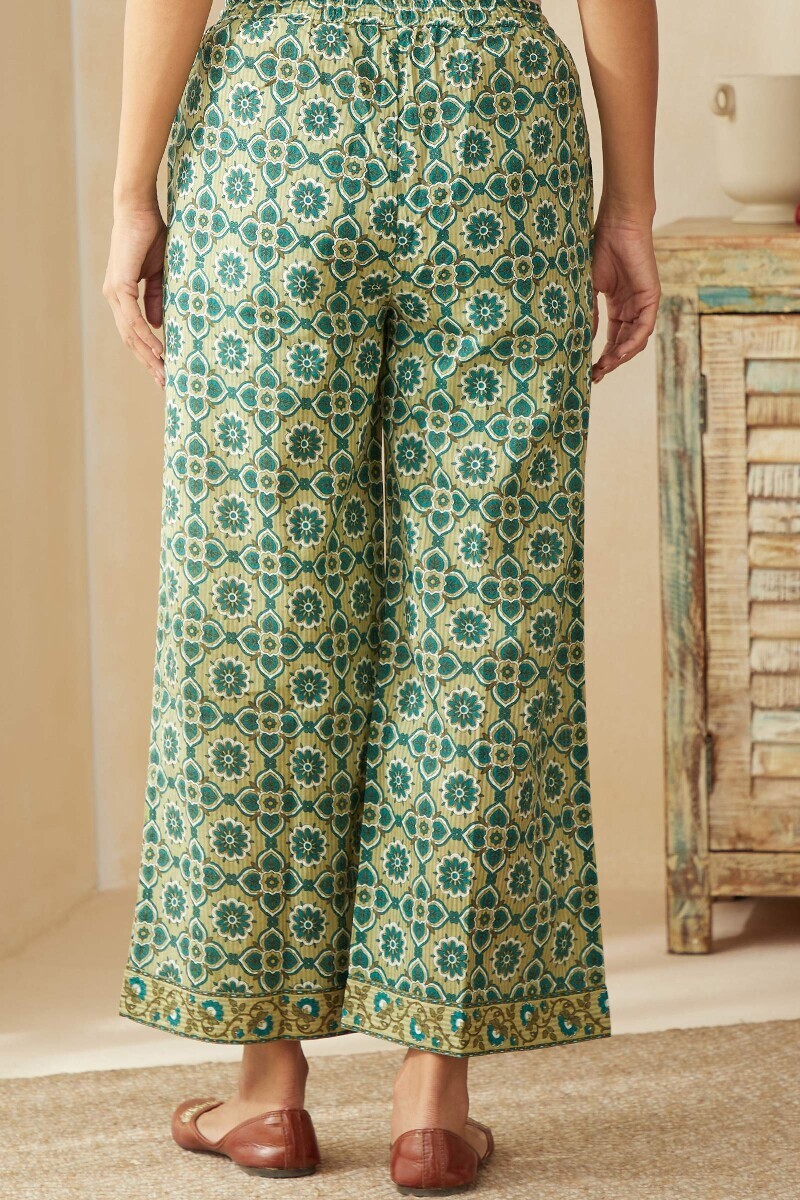 Green Hand Printed Cotton Dobby Farsi