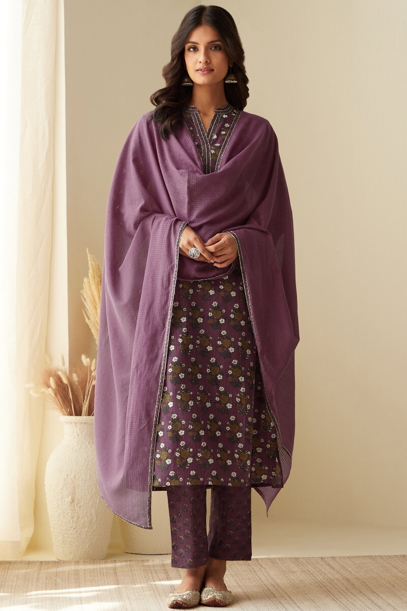 Purple Handcrafted Kota Dupatta