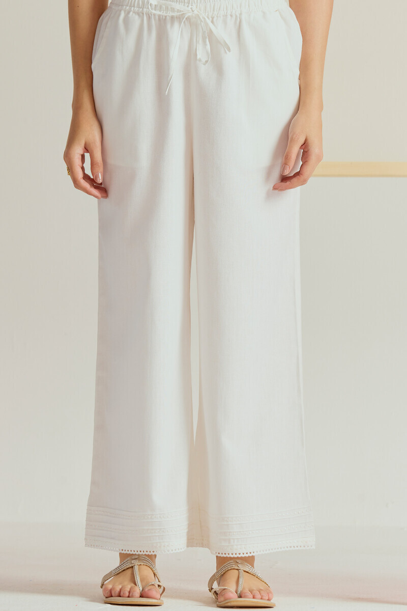 White Handcrafted Cotton Flax Farsi