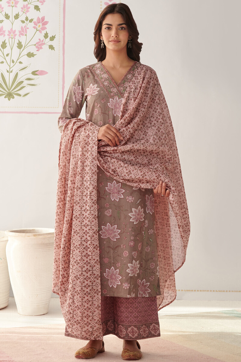 Pink Hand Printed Cotton Farsi