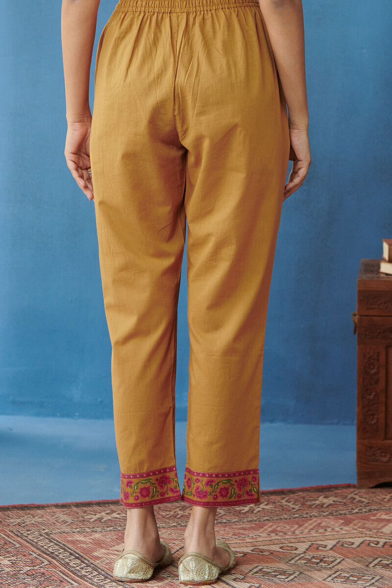Mustard Handcrafted Cotton Narrow Pants