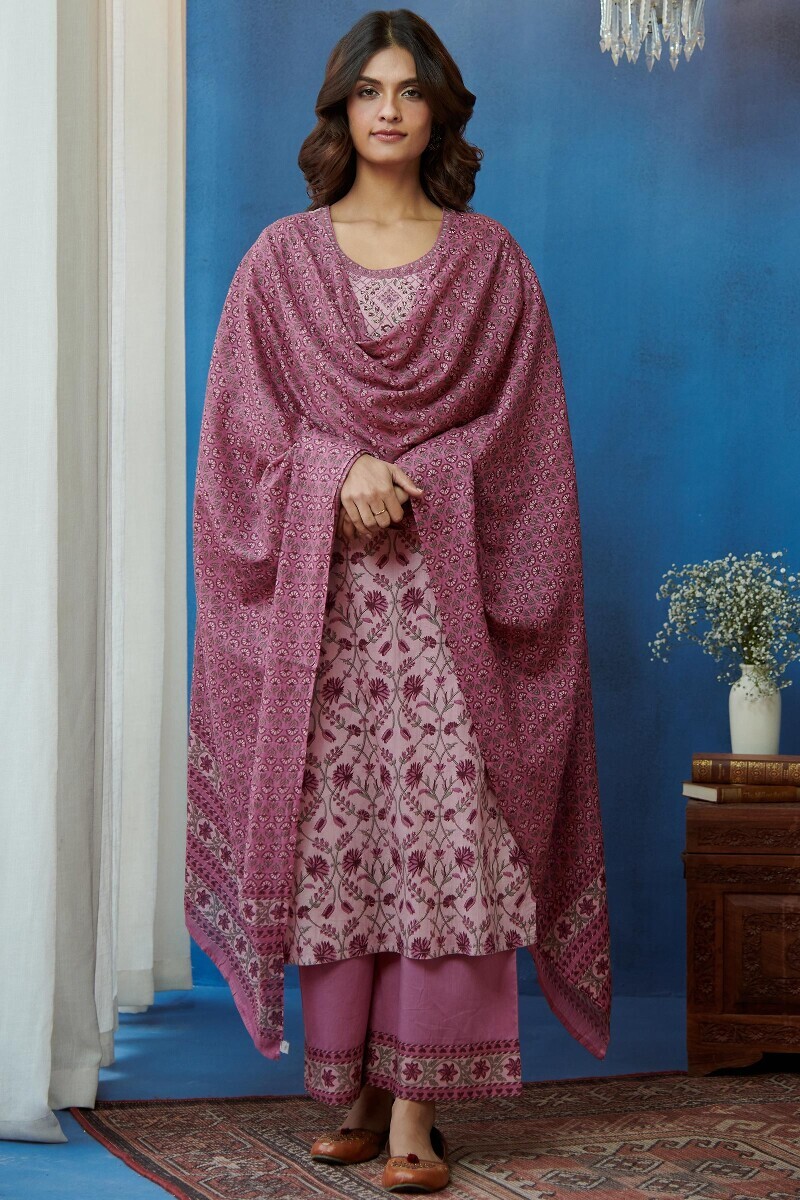 Pink Hand Printed Kota dupatta