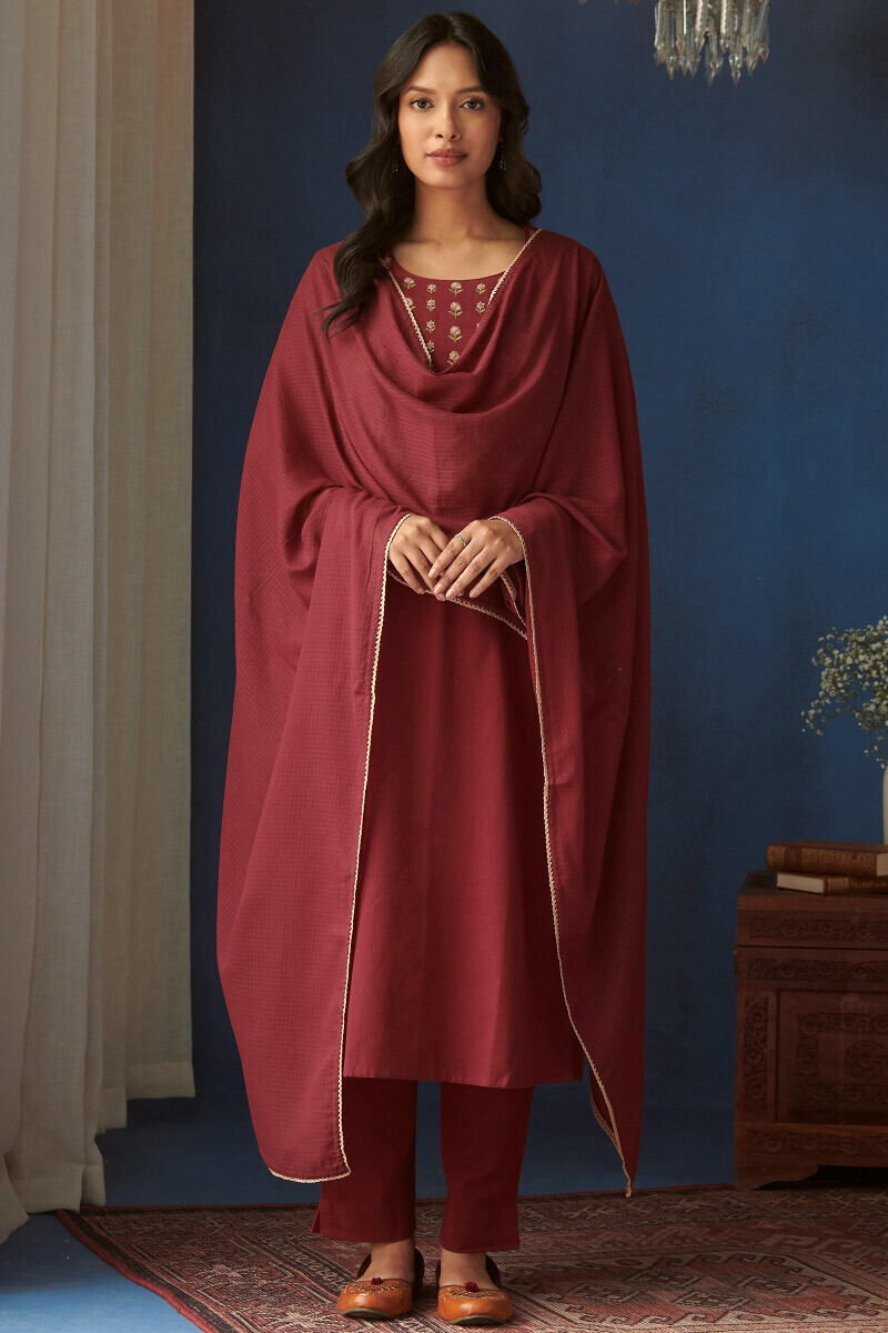 Red Handcrafted Kota Dupatta