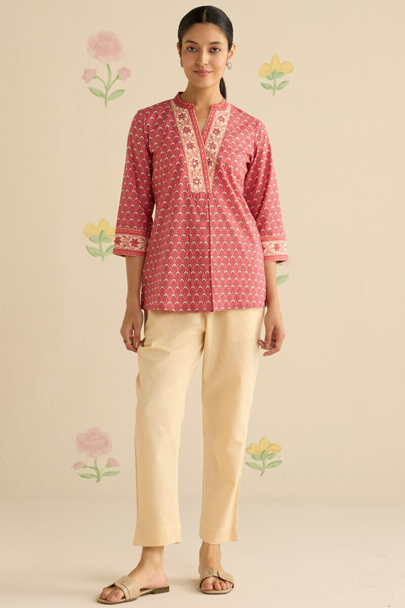 Pink Hand Printed Cotton Top