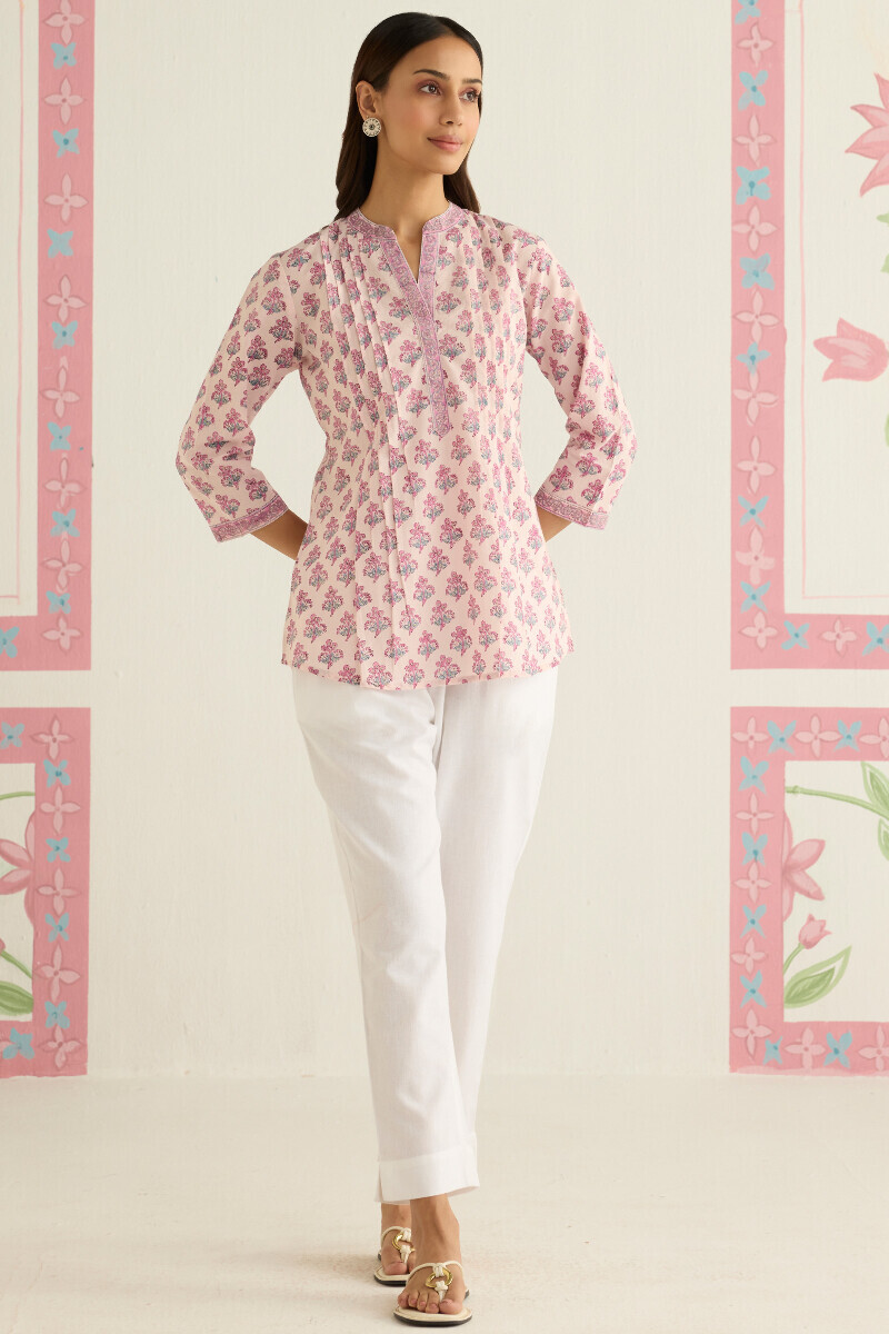 Purple Hand Block Printed Cotton Top
