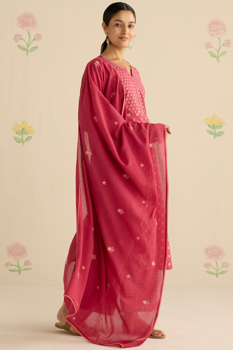 Pink Hand Printed Cotton Farsi