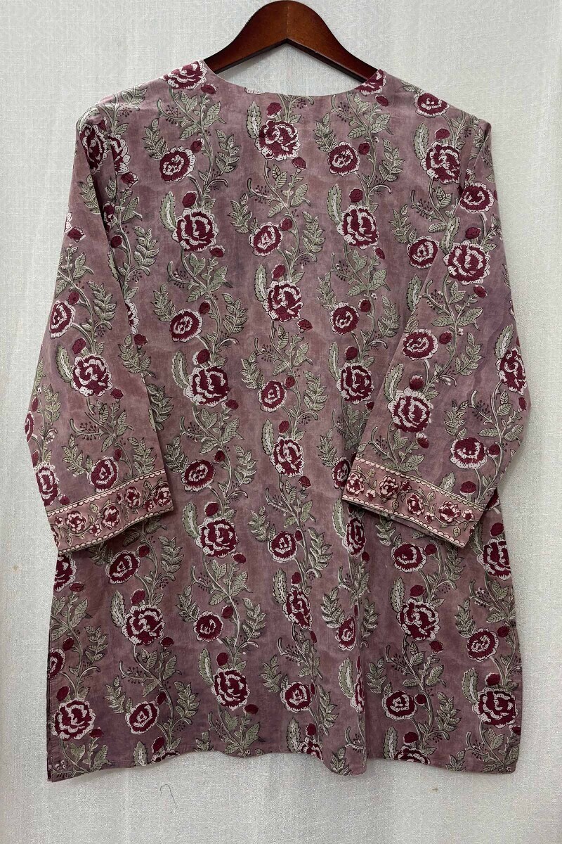 Mauve Hand Block-Printed Top