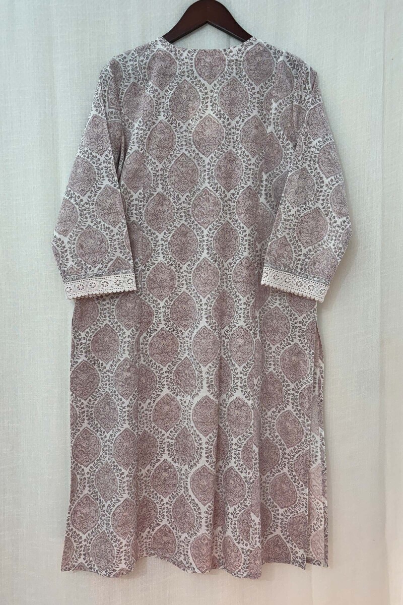 White Hand Block-Printed Kurta