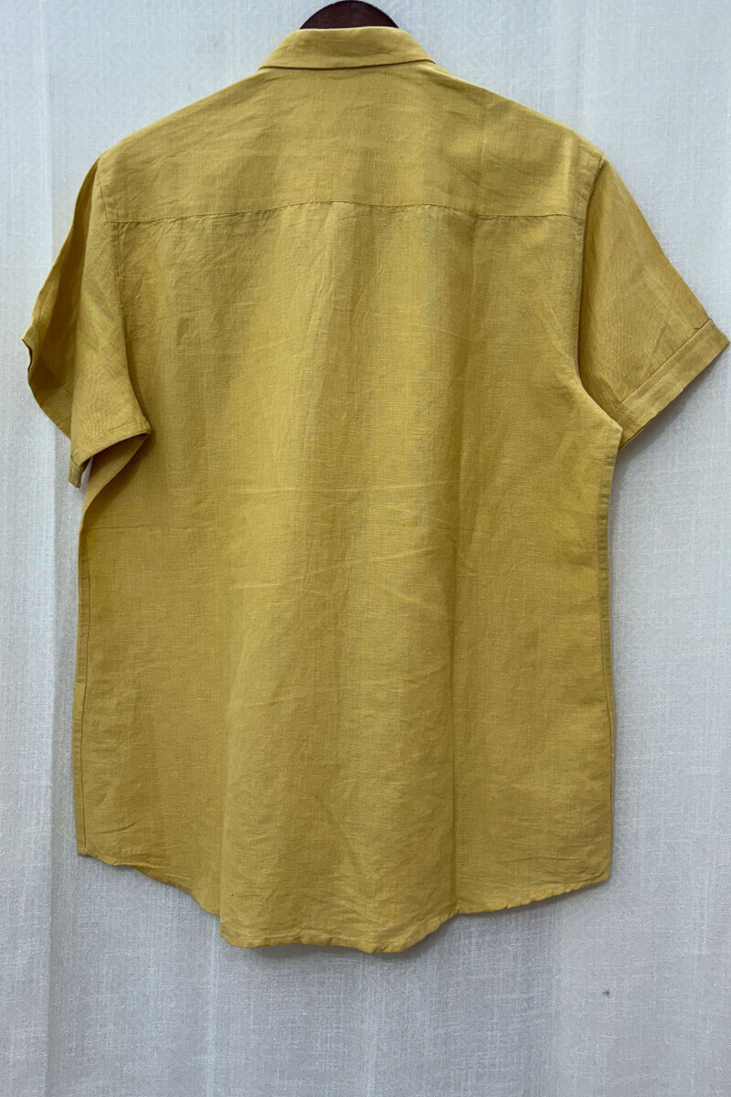 FG Specials: 1 Of 1- Men's Yellow Handcrafted Handloom Shirt