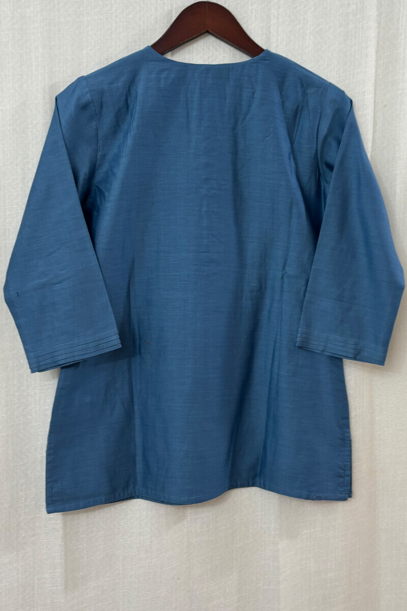 Blue Handcrafted Chanderi Top