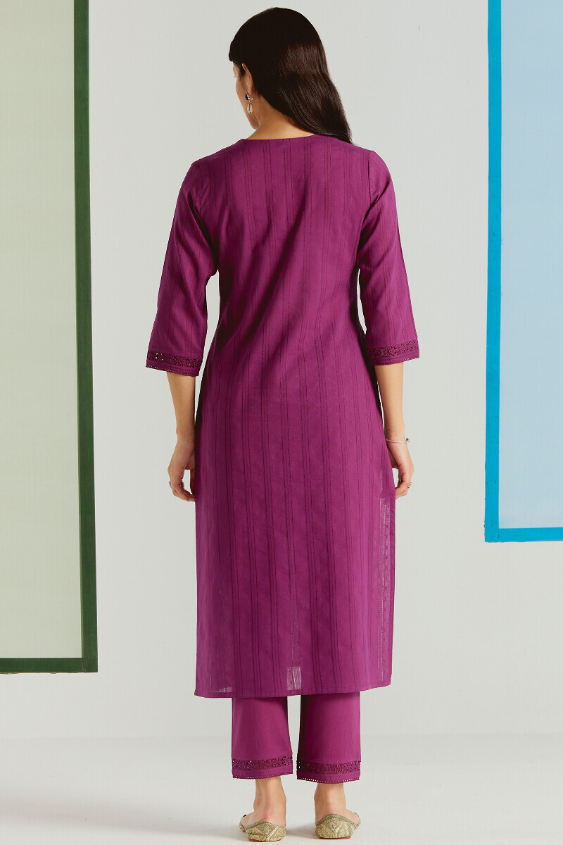 Pink Handcrafted Straight Cotton Dobby Kurta