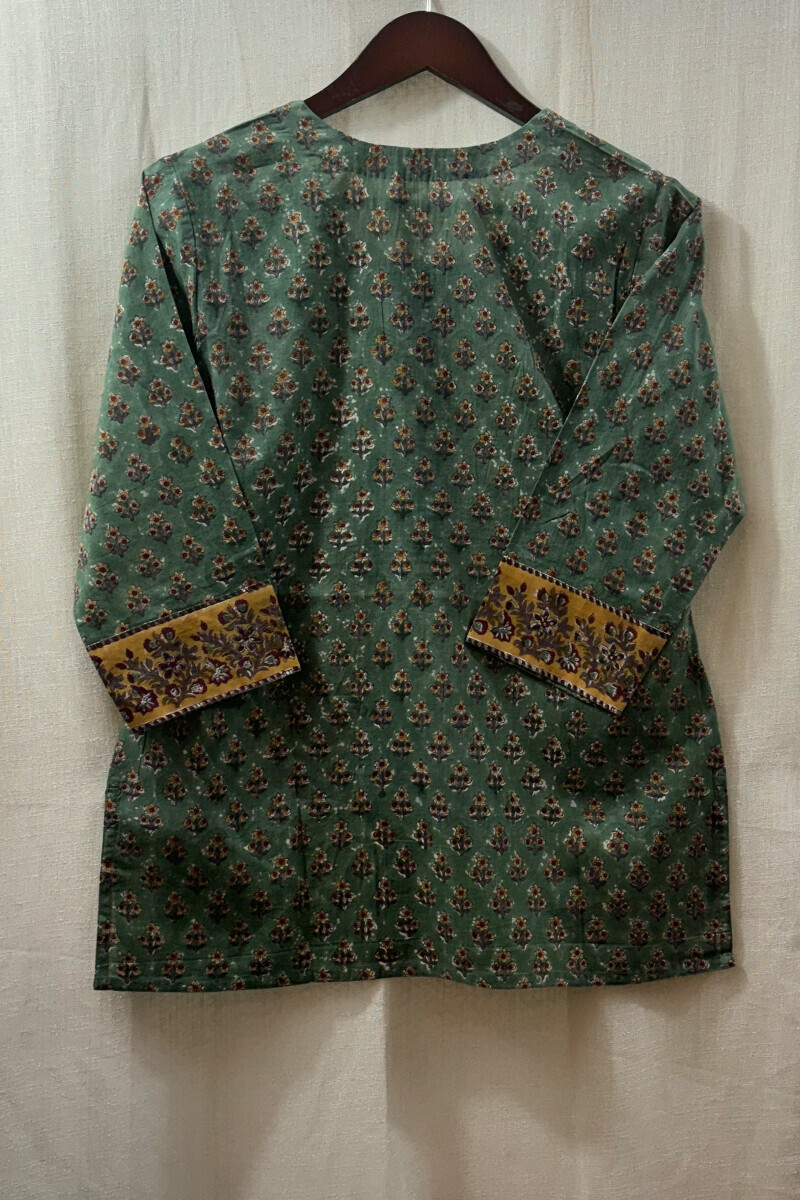 Green Hand Block-Printed