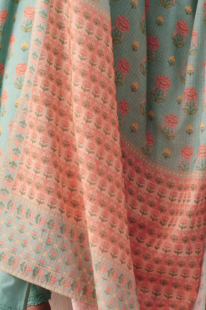 Blue Printed Kota Dupatta